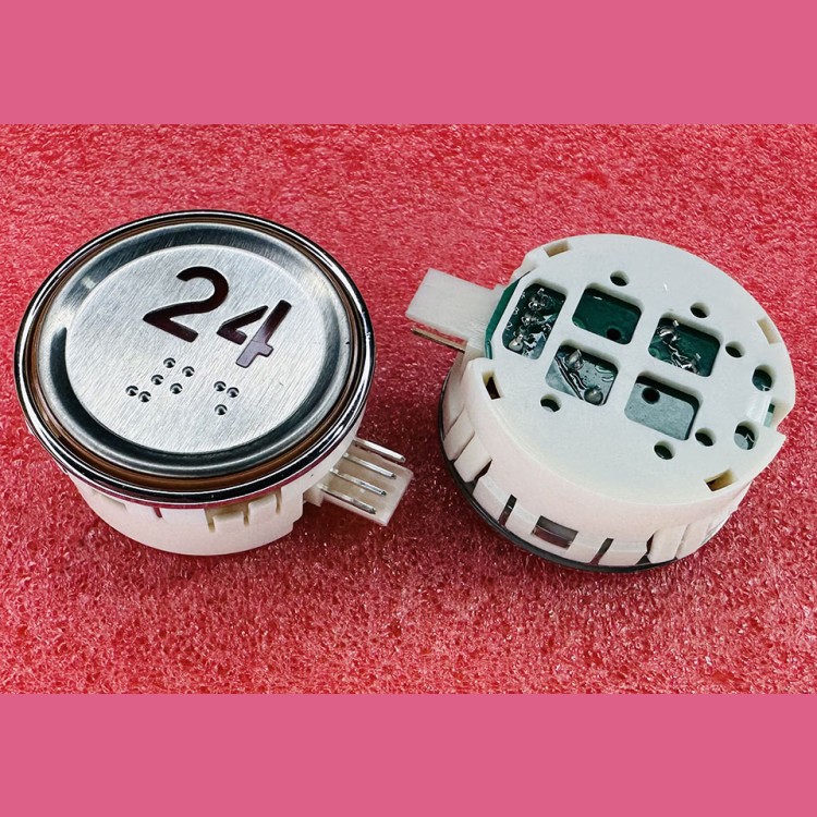 Модуль кнопочный круглый 24 красная подсветка с кодом Брайля AK-29B Sigma